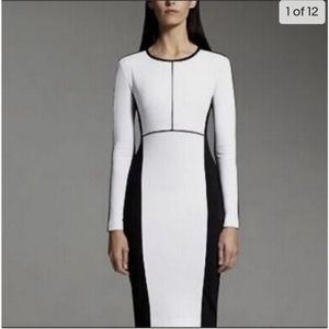 Narciso Rodriguez crew neck knee - length dress Long Sleeve Size XS Blk & W